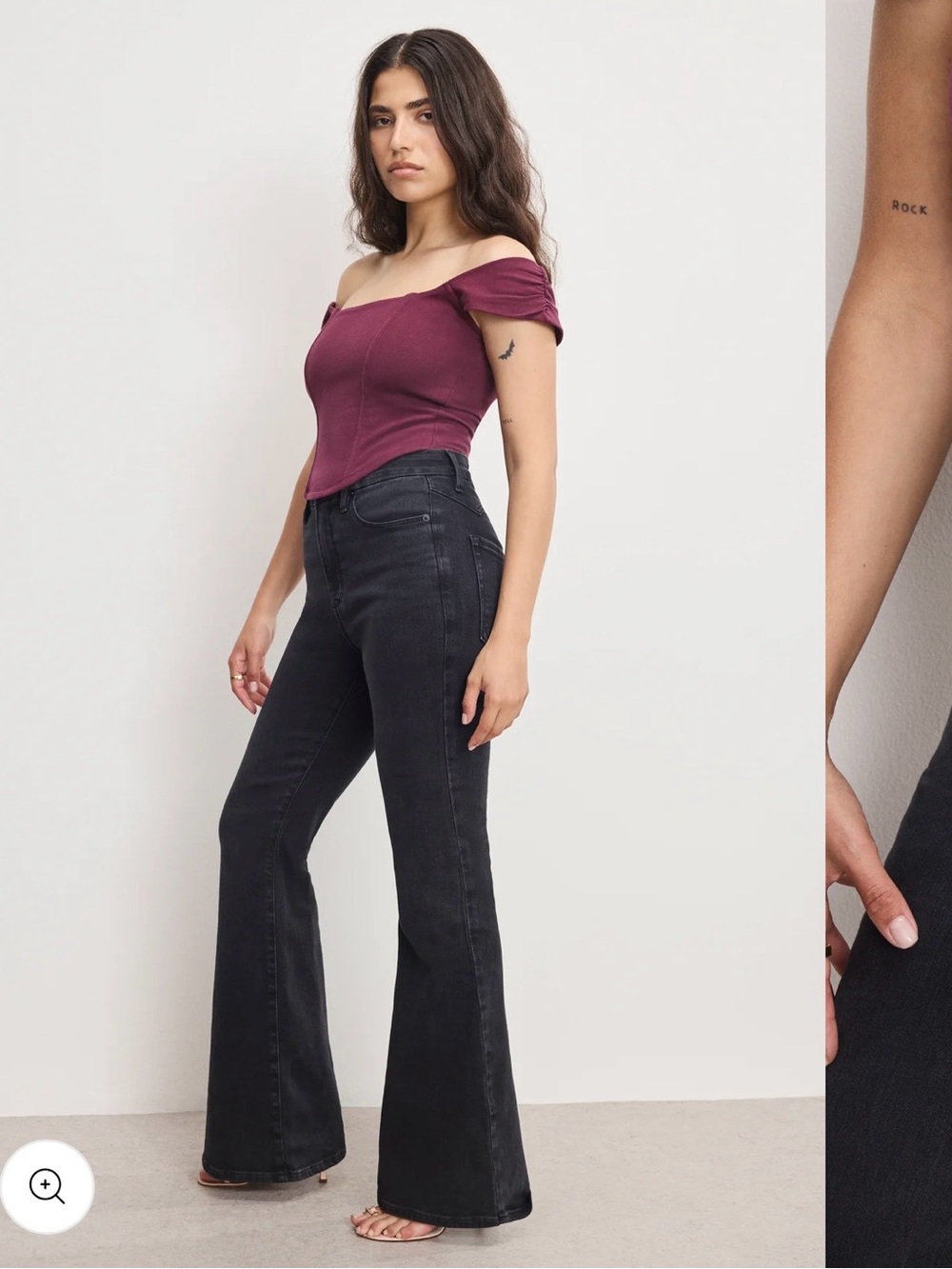 Good American Dolly Joleans Petite Black Flare Jeans